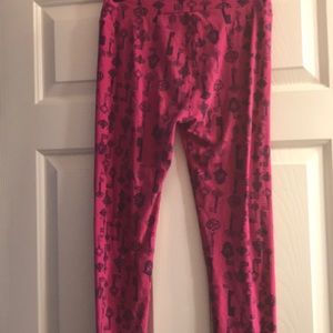 Lularoe os pink with navy key leggings